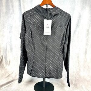 Lululemon Mist Over Windbreaker Jacket Black Spell Out Water Repellent Women's 8